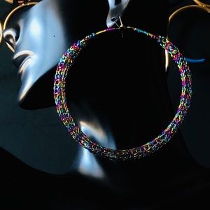 2.50” City Lights Wire Crocheted Hoop Earrings